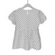 Fara Summer White Polka Dots Versatile Simple Shirt Women's New Korean Style Elastic Waist Slim and Sweet Top