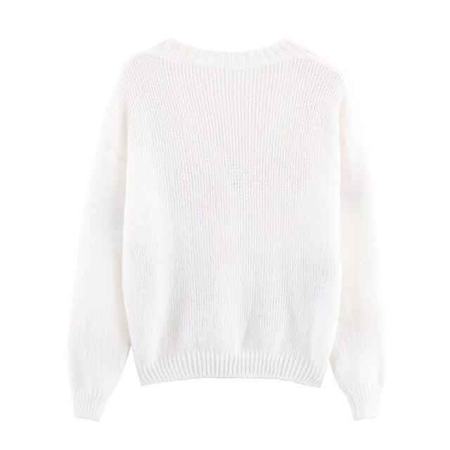 
WMXZ Autumn 2025 New Sweet V Neck Handmade Flower Decoration Casual Knit Cardigan Jacket Women