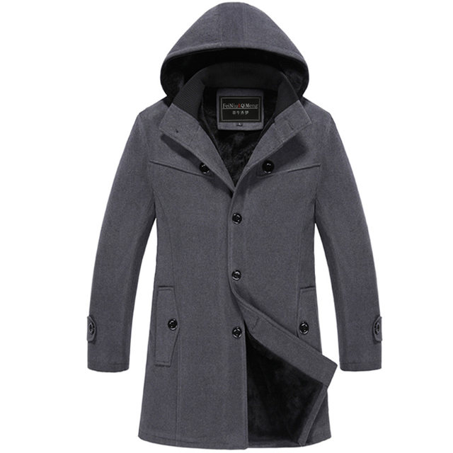 Windbreaker Men's clothes Autumn and winter Men's Woolen coat Medium and long section Large size
