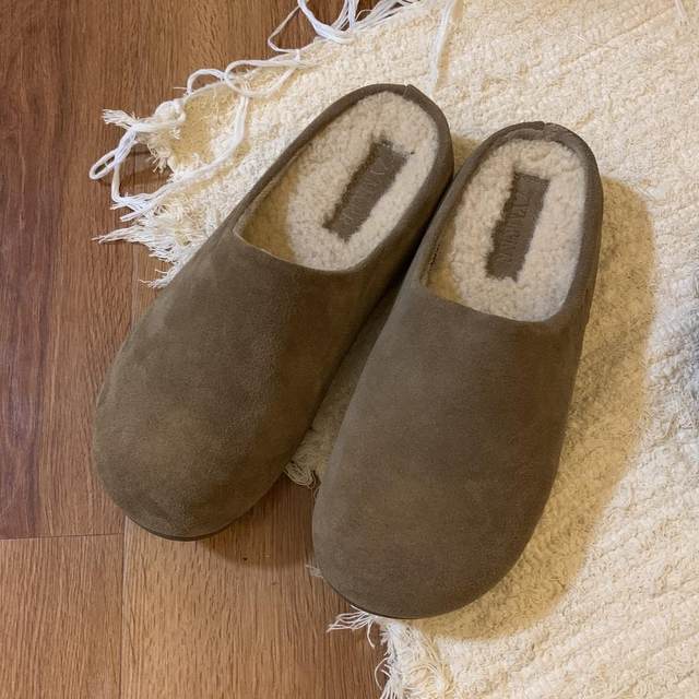 Dafa sister real photo cowhide 2025 new thick-soled Birkenstock shoes with one foot and half slippers for women