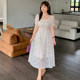 2024 French temperament square leads short -sleeved small fresh jet dress female summer new fat sister big size women's skirt
