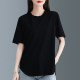 Black irregular modal cotton short-sleeved T-shirt for women in summer solid color loose large size design niche t-shirt
