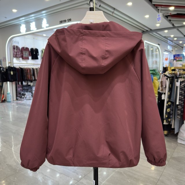 Middle-aged mother's fashion hooded short coat women's autumn hooded jacket top middle-aged and elderly casual jacket jacket