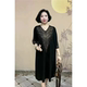 Autumn and winter high-end mother's wear V-neck knitted dress loose belly-covering large size mid-length sweater dress with three-quarter sleeves