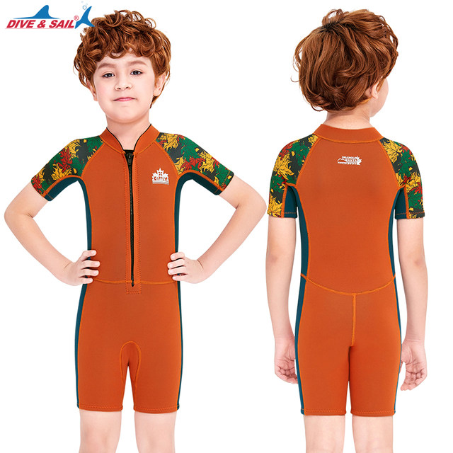 DIVE/SAIL Children's Swimsuit 2.5mm Boys and Girls Thick Cold Fighting Warm and Warm Body Long -sleeved Swimming Suit
