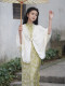 Knitted shawl with cheongsam outside 2025 new retro Republican style literary girl short cardigan jacket
