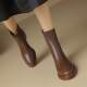 ST/SAT/Saturday's retro wool routing short boots female middle heel heel naked boots autumn and winter elastic brown leather boots
