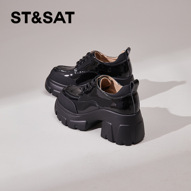 Saturday thick-soled loafers for women 2025 new spring British style high-end small leather shoes thick high-heeled single shoes for women