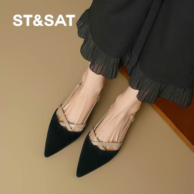 
Saturday Temperature pointed toe suede high heels for women in summer 2025 new style with skirt soft sole thin heels Baotou sandals