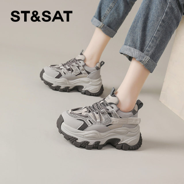 Saturday Daddy Shoes 2025 new spring breathable thick-soled height-enhancing women's shoes, small sports and casual shoes versatile