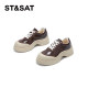 Saturday thick sole shoes for women 2025 spring new retro leather breathable niche soft sole sports casual shoes for women