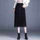 Knitted skirt for women in spring, autumn and winter new mid-length hip-covered skirt waist-hugging and slimming high waist pocket A-line winter skirt
