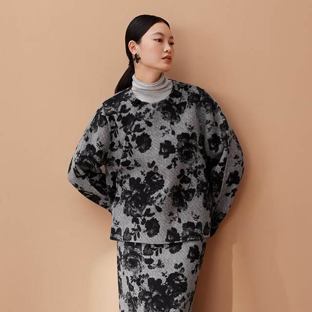 Ruyi Lianyun full wool double-sided wool coat for women new Chinese style printed buckle short coat