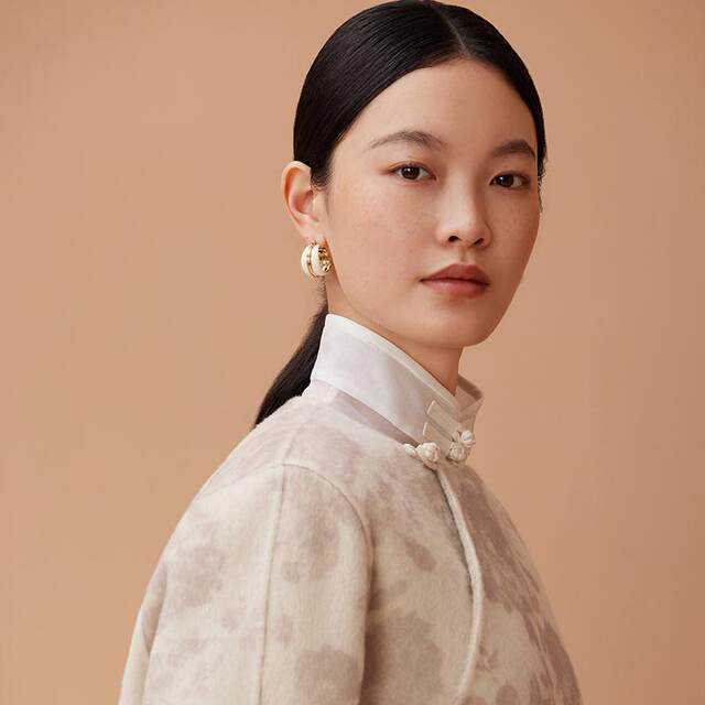 Ruyi Lianyun full wool double-sided wool coat for women new Chinese style printed buckle short coat
