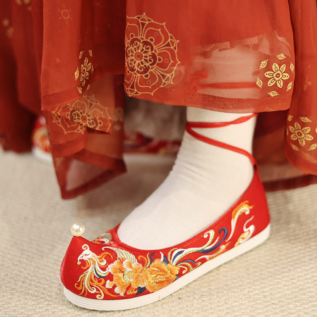 Tingyue Xiaozhu X Jiangnan Zhuji Heavy Industry Embroidered Shoes Inner Heightening Bow Shoes Wedding Clothes Wedding Wedding