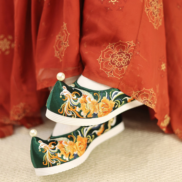 Tingyue Xiaozhu X Jiangnan Zhuji Heavy Industry Embroidered Shoes Inner Heightening Bow Shoes Wedding Clothes Wedding Wedding