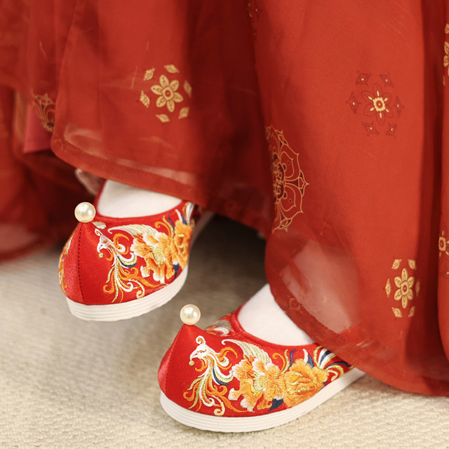 Tingyue Xiaozhu X Jiangnan Zhuji Heavy Industry Embroidered Shoes Inner Heightening Bow Shoes Wedding Clothes Wedding Wedding