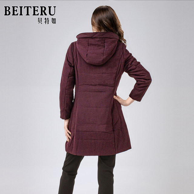 Beteru cotton coat new winter hooded slim fit middle-aged and elderly women's mother's wear warm cotton coat YJ