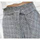 2022 Summer Women's French retro checkered high -waisted tie, thin and thin stitching irregular skirt