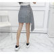 2022 Summer Women's French retro checkered high -waisted tie, thin and thin stitching irregular skirt