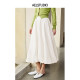 AEL original French white a-line skirt for women 2025 spring light luxury high-end exquisite satin cake puffy skirt
