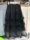 2025 spring and summer princess posing with white super fairy embroidered lace cake fairy skirt A-line long skirt for women