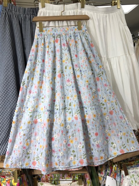 Sweet pink embroidered floral skirt for women Hepburn air pocket high waist fluffy versatile A-line umbrella skirt midi skirt