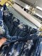 High-end blue 2025 spring new fashionable and versatile elastic waist printed pleated skirt skirt women's midi skirt