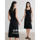 Yi Xiangliying black strap dress for women 2025 spring dress new design asymmetric waist-hugging little black skirt

