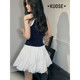 Wide color navy blue sporty slim suspender vest for women 2025 spring and summer new apricot v-neck short top
