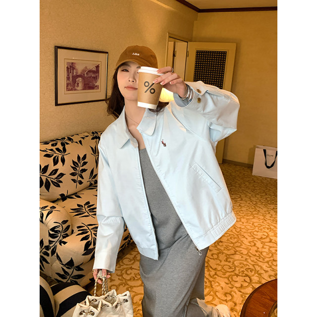 NAZ large size natural pattern grass ramie spring embroidery lazy style jacket fat mm casual slim short jacket
