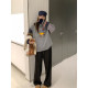 NAZ's large size winter new style design sense spliced ​​waist straight pants fat mm thick plush casual pants for women