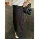 NAZ's large size cotton twill casual sports style loose high-waist overalls spring fat mm straight trousers
