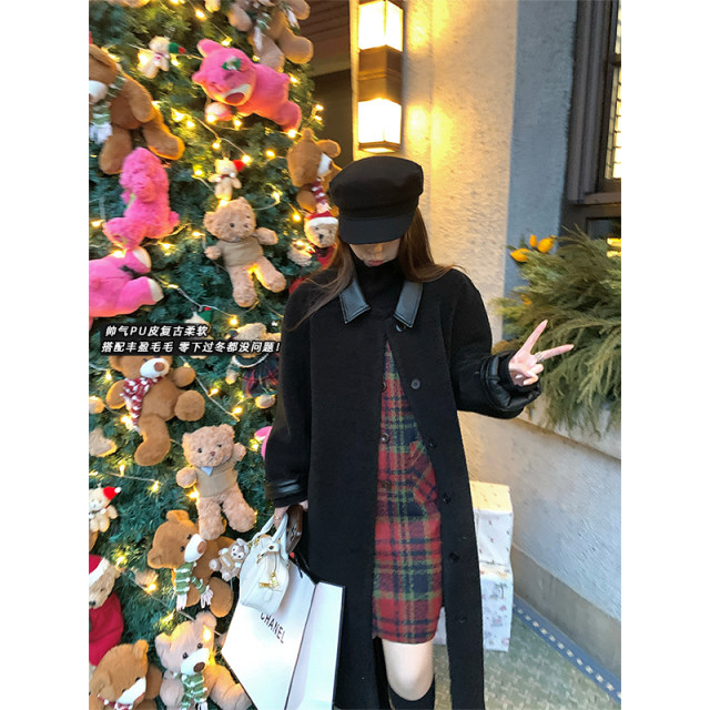 NAZ's new large size winter new mid-length double-sided leather collar fur all-in-one fat mm plush women's jacket