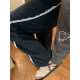 NAZ's large size early spring new lace spliced ​​loose lazy hoodies fat mm high waist straight women's casual pants