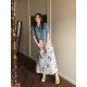 Naz Naizi Large Summer New New Chinese Retro Short National Wind Dip Fat MM short -sleeved denim shirt female
