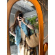 Naz Naizi Large Summer New New Chinese Retro Short National Wind Dip Fat MM short -sleeved denim shirt female
