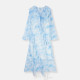 Coconi COCOON 2025 summer new style pink long-sleeved romantic holiday floral flared sleeve dress