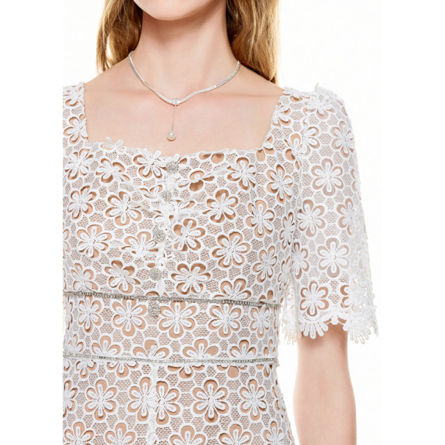Coconi COCOON24 new white hollow fishing date skirt long skirt lace temperament dress dress women
