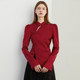 DPLAY autumn new Chinese style red stand collar waist-hugging improved national style long-sleeved shirt top for women