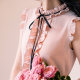 French retro black ears stand collar bow tie sleeveless top sweet pink girly sleeveless shirt women