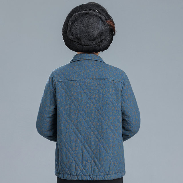 Grandma's autumn and winter quilted tops for the elderly, floral cotton coats, mom's autumn loose cotton jackets, elderly clothes