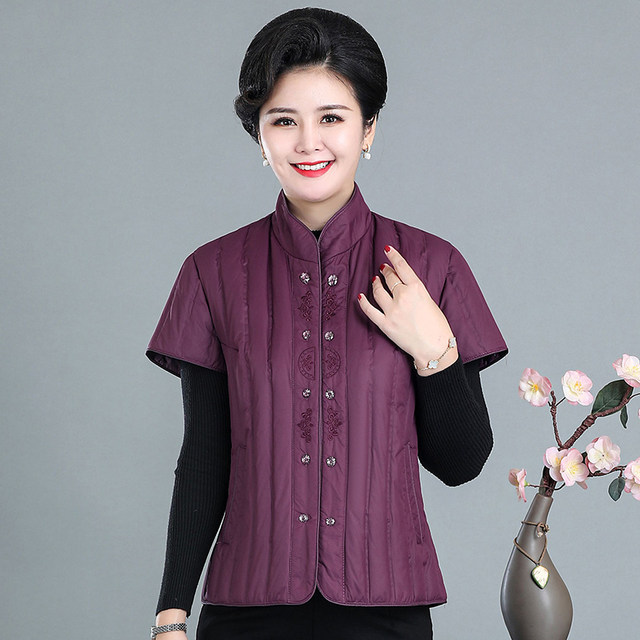 Winter down vest for middle-aged and elderly women, half-sleeved vest, elderly white duck down vest, down jacket, mother's outer cover