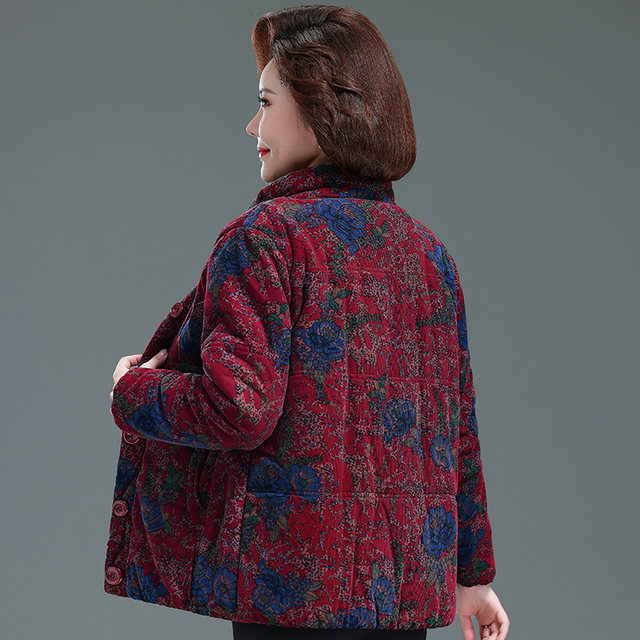 The elderly winter cotton thick cotton thick cotton jacket old lady jacket grandma's winter cotton jacket mother dress short clothes
