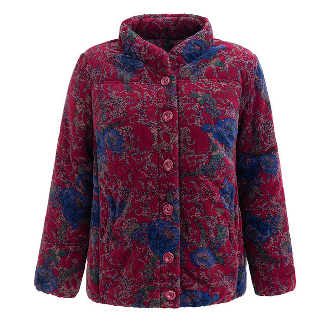 The elderly winter cotton thick cotton thick cotton jacket old lady jacket grandma's winter cotton jacket mother dress short clothes
