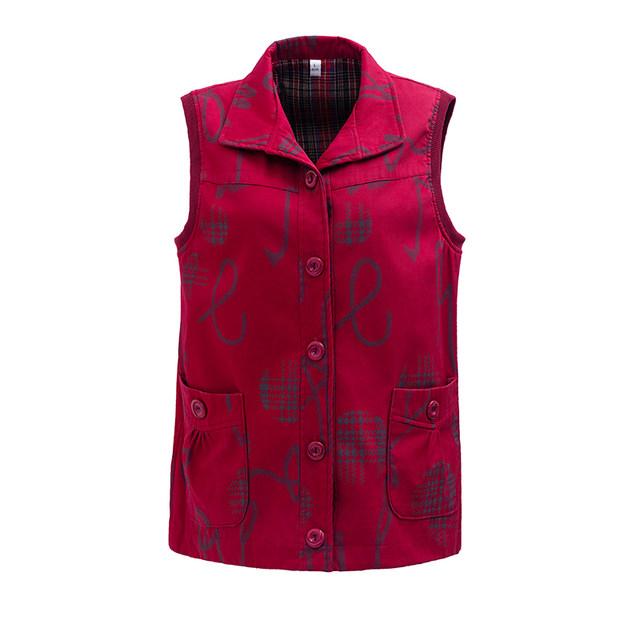 New Mother's Swim Spring and Autumn Identity Code Mid -Elderly Cotton Shoulder Loose Loose Grandma Jacket Old Miss Vests
