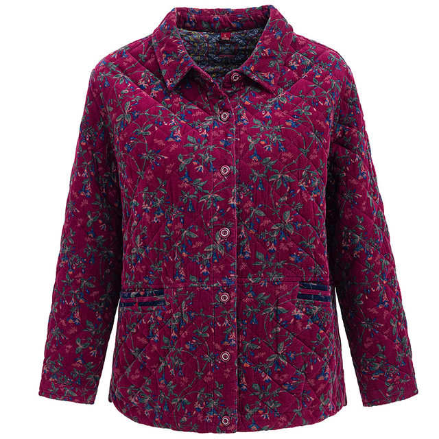 Mom's thin loose cotton coat, middle-aged and elderly women's quilted jacket, fashionable autumn and winter grandma's pure cotton shirt and jacket
