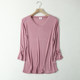 Silk 7-quarter sleeve T-shirt for women with versatile solid color mulberry silk knitted tops with slim V-neck base shirts with multiple colors