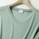 Silk 7-quarter sleeve T-shirt for women with versatile solid color mulberry silk knitted tops with slim V-neck base shirts with multiple colors