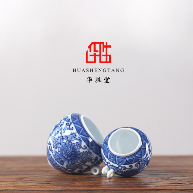 Huashengtang Jingdezhen hand -painted blue and white tangled lotus pattern Sichuan cage drawing eyebrows, bird food can, bird cup, bird cup accessories